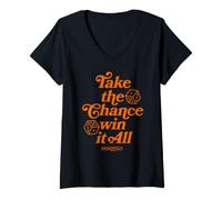 Donna Monopoly Take The Chance Gioco da Tavolo Retro Maglietta con Collo a V