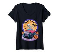 Donna Monster Halloween Truck Ghost Pumpkin Costume Bambino Ragazzi Maglietta con Collo a V