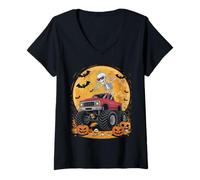 Donna Monster Halloween Truck Ghost Pumpkin Costume Bambino Ragazzi Maglietta con Collo a V