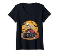 Donna Monster Halloween Truck Ghost Pumpkin Costume Bambino Ragazzi Maglietta con Collo a V