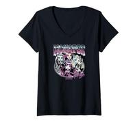 Donna Monster High - Stile Bootleg Vintage Maglietta con Collo a V
