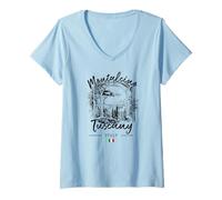 Donna Montalcino Toscana Riviera Italiana Bandiera Toscana Italia Maglietta con Collo a V