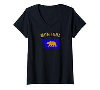 Donna Montana Grizzly Stato Maglietta con Collo a V