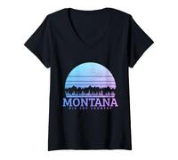 Donna Montana PNW Vintage Orgoglio Maglietta con Collo a V