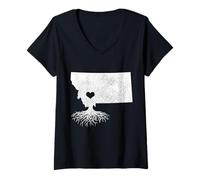 Donna Montana Roots Mappa dello Stato PNW Vintage Pride Maglietta con Collo a V