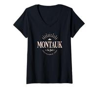 Donna Montauk New York Modern - Montauk NY Maglietta con Collo a V