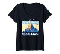 Donna Monte Cervino Zermatt Escursioni in Montagna Arrampicata Regali Maglietta con Collo a V
