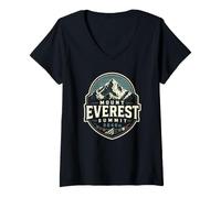 Donna Monte Everest Summit 8849m Nepal Himalaya Trekking Arrampicata Maglietta con Collo a V
