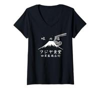 Donna Monte Fuji Ramen Fuji San Giappone Astetica Artistica Maglietta con Collo a V