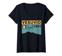 Donna Monte Vesuvio Vesuvio Napoli Italia Viaggi Escursionismo Regali Maglietta con Collo a V