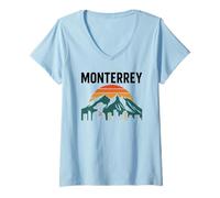 Donna Monterrey Mexico Retro Travel Cerro de la Silla Mexicano Maglietta con Collo a V
