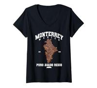 Donna Monterrey Nuevo Leon Carne Asada Steak Map Mexican Grill Maglietta con Collo a V