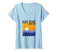 Donna Monti Blue Ridge Appalachi Monte Mitchell Maglietta con Collo a V
