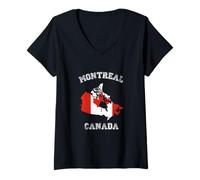 Donna Montreal, Canada, Bandiera Classica del Canada, Mappa Maglietta con Collo a V