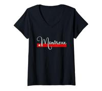 Donna Montreux Svizzera - Montreux Svizzera Script - Svizzera Maglietta con Collo a V