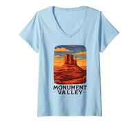 Donna Monument Valley Colorado Utah Arizona Plateau Navajo Nativo Maglietta con Collo a V