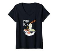 Donna Moo-Don Divertente Udon Pun Maglietta con Collo a V