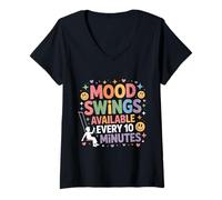 Donna Mood Swings Available Every 10 Minutes Energy Emotions - Maglietta con Collo a V