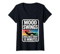 Donna Mood Swings Available Every 10 Minutes - Maglietta con Collo a V