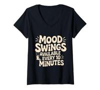 Donna Mood Swings Available Every 10 Minutes - Maglietta con Collo a V