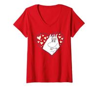 Donna Moomin Love Heart Moomintroll & Snorkmaiden Maglietta con Collo a V