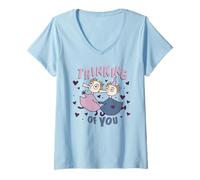 Donna Moomin Thingumy e Bob pensando a Te Amore Cuori Maglietta con Collo a V