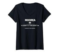 Donna Moorea Polinesia Francese Coordinate Isola Design Maglietta con Collo a V