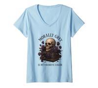 Donna Moralmente Grigio Carattere Dark Romance Fantasy Reader Maglietta con Collo a V