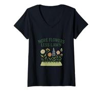 Donna More Flowers, Less Lawn Save The Bees No Mow Pollinator Maglietta con Collo a V