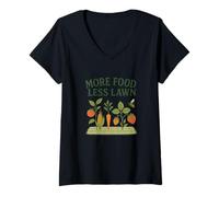 Donna More Food Less Lawn Urban Farming No Mow Movement Maglietta con Collo a V
