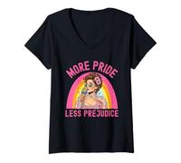 Donna More Pride Less Prejudice LGBT Pride Month Rainbow Equality Maglietta con Collo a V