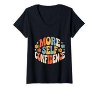 Donna More Self Confidence Mentalità Benessere personalità - Maglietta con Collo a V