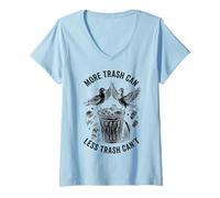 Donna More Trash Can Less Trash Can’t Funny Crows Maglietta con Collo a V