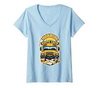 Donna Morning Route Crew Cruscotto Bus Maglietta con Collo a V