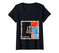 Donna Mosaico segno zodiacale Bilancia - armonia ed equilibrio nello zodiaco Maglietta con Collo a V