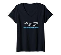 Donna Mosasaurus Creatura Preistorica Mostro Marino Giurassico Maglietta con Collo a V