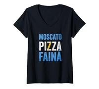 Donna Moscato Pizza Faina Argentinian Flag Pride Vintage Maglietta con Collo a V