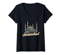 Donna Moschea Blu Sultan Ahmet Camii Turchia Outfit Istanbul Maglietta con Collo a V