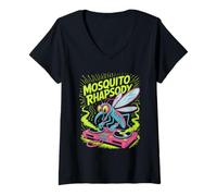 Donna Mosquito Rhapsody Dj Animale Divertente Maglietta con Collo a V