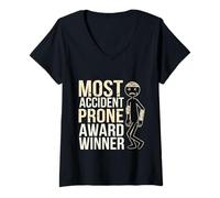 Donna Most Accident Prone Award Winner Umorismo goffo --- Maglietta con Collo a V