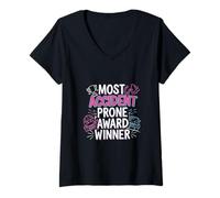 Donna Most Accident Prone Award Winner Umorismo goffo |- Maglietta con Collo a V