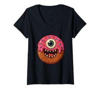 Donna Mostro Ciambella con Occhio Halloween Maglietta con Collo a V