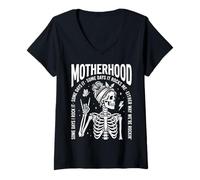 Donna Motherhood Some Days I Rock It Some Days It Rocks Me Skull Maglietta con Collo a V