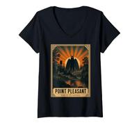 Donna Mothman Design Point Piacevole Stile retrò del West Virginia Maglietta con Collo a V