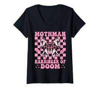 Donna Mothman Harbinger of Doom Cryptozoologia Cryptid Ragazza Mamma Maglietta con Collo a V