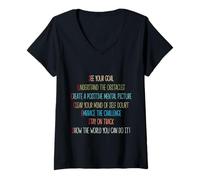 Donna Motivational Success Acronym Inspirational Positive Quote Maglietta con Collo a V