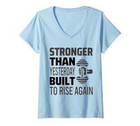 Donna MOTIVAZIONE FITNESS - PIÙ FORTE DELLA GRAFICA PALESTRA DI IERI Maglietta con Collo a V
