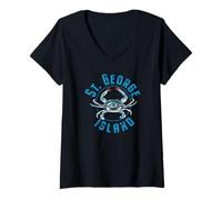 Donna Motivo a forma di granchio blu di St. George Island, Florida Maglietta con Collo a V