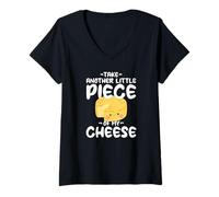 Donna Motivo Kawaii Take Another Little Piece of My Cheese Maglietta con Collo a V