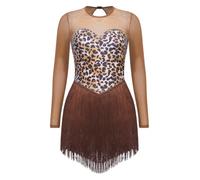 Donna Motivo Leopardo Costume Da Cavernicola Preistoria Indiana Marrone L